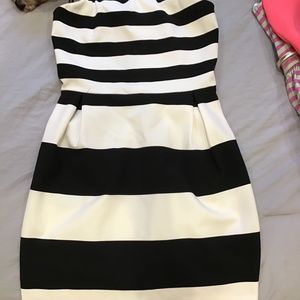 Strapless black and white dress